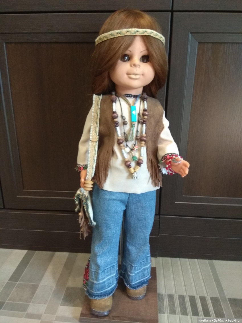 Почерневшая кукла ГДР стала хиппи. Продолжаю эксперимент (фото 8)