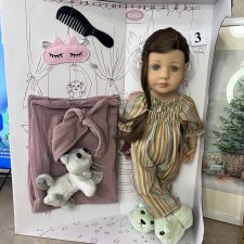 Куколка Гретта в тапочках с пледом и кошкой фирмы Готц