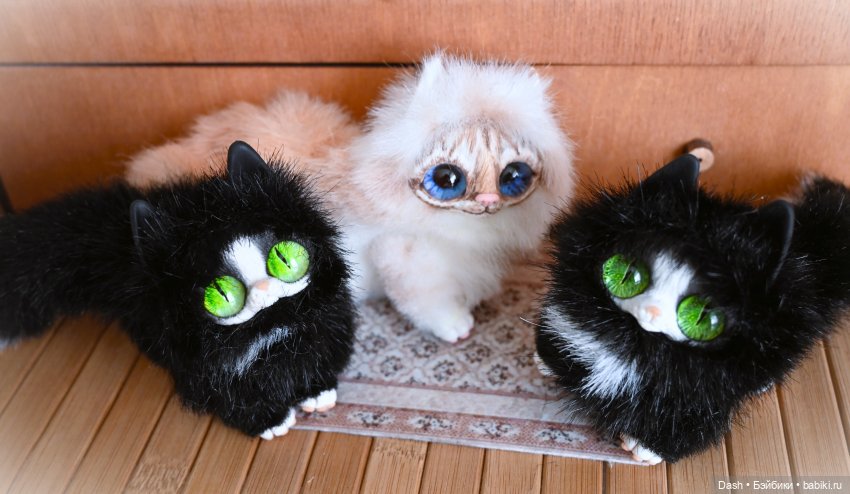 Коты прилетели — Игрушки в смешанной технике (мех и глина): Арт (фото 5)