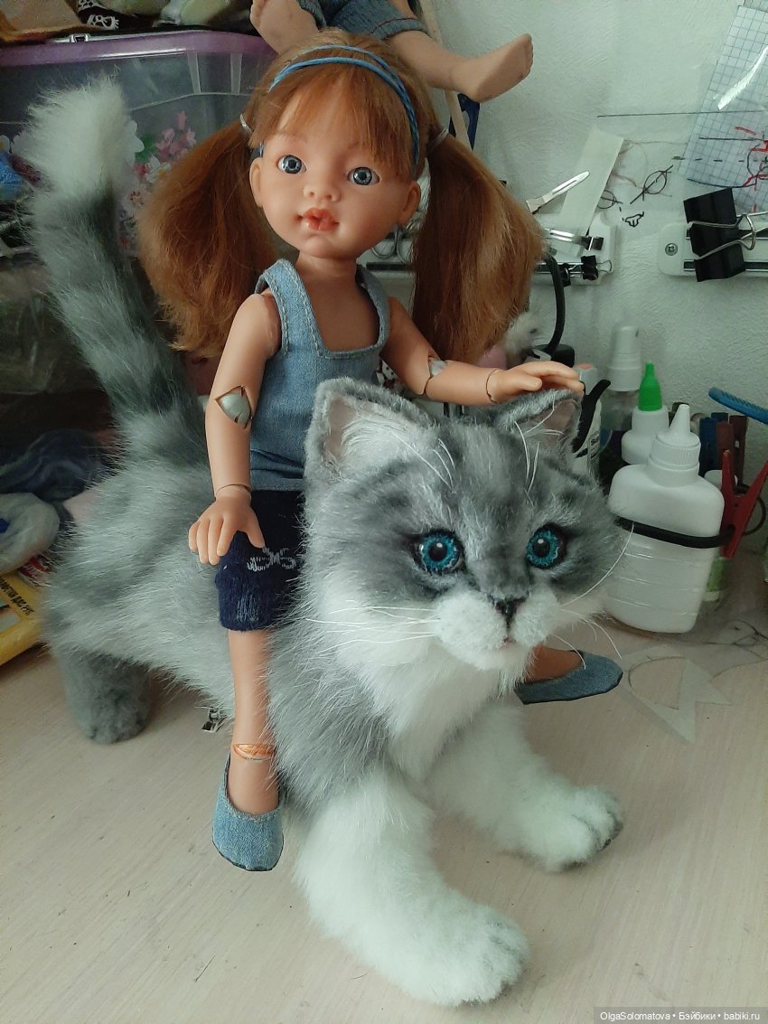 Серый котейка-долгострой — Авторские мишки Тедди и друзья: фото (фото 2)