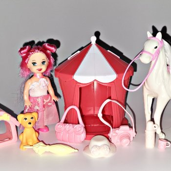 Наездница с розовыми волосами