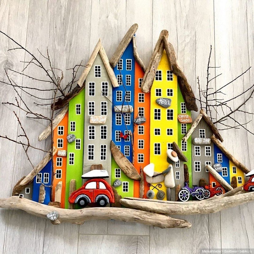 Сказочные деревеньки на стене: Домики-панно от rebelrockhouse | Бэйбики Сказочные деревеньки на стене: Домики-панно от rebelrockhouse