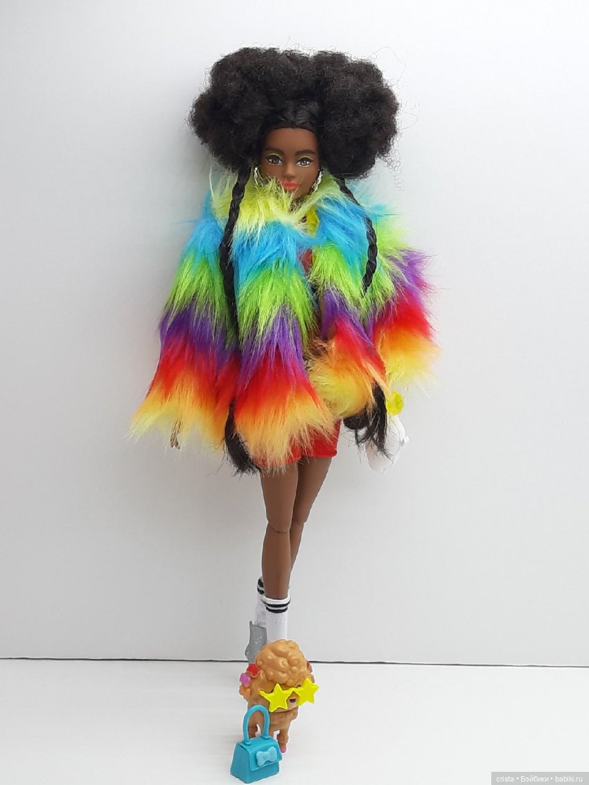 Barbie Extra Dol. №1: in Rainbow Coat with Pet Poodle. Распаковка и обзор