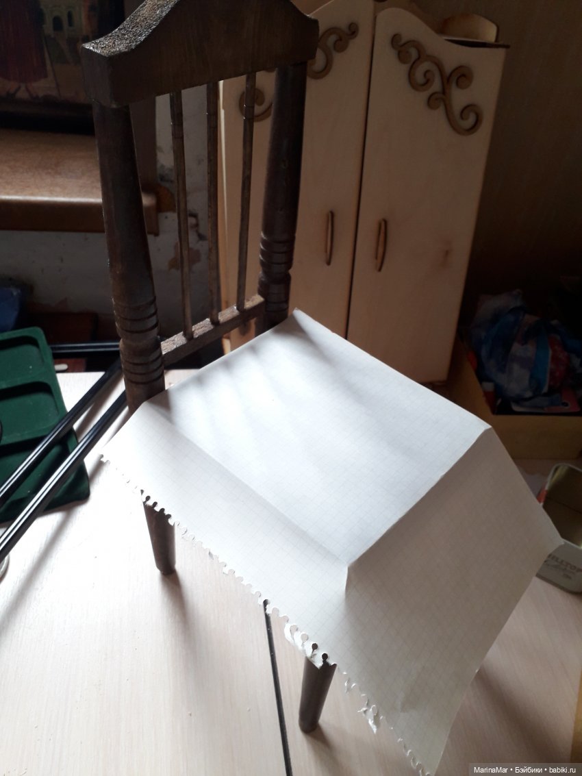 Стул для куклы из того, что нашлось дома. Процесс создания
