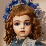 Реплика антикварной куклы Bru Jne 13 в аутфите из антик материалов