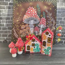 Домишки в коробочке)Деревянные игрушки.Поселение гномов.