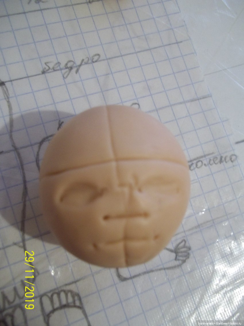 Процесс лепки малыша из полимерной глины или как "рождаются" малыши. Часть 1, Голова | Бэйбики Процесс лепки малыша из полимерной глины или как "рождаются" малыши. Часть 1, Голова (фото 6)