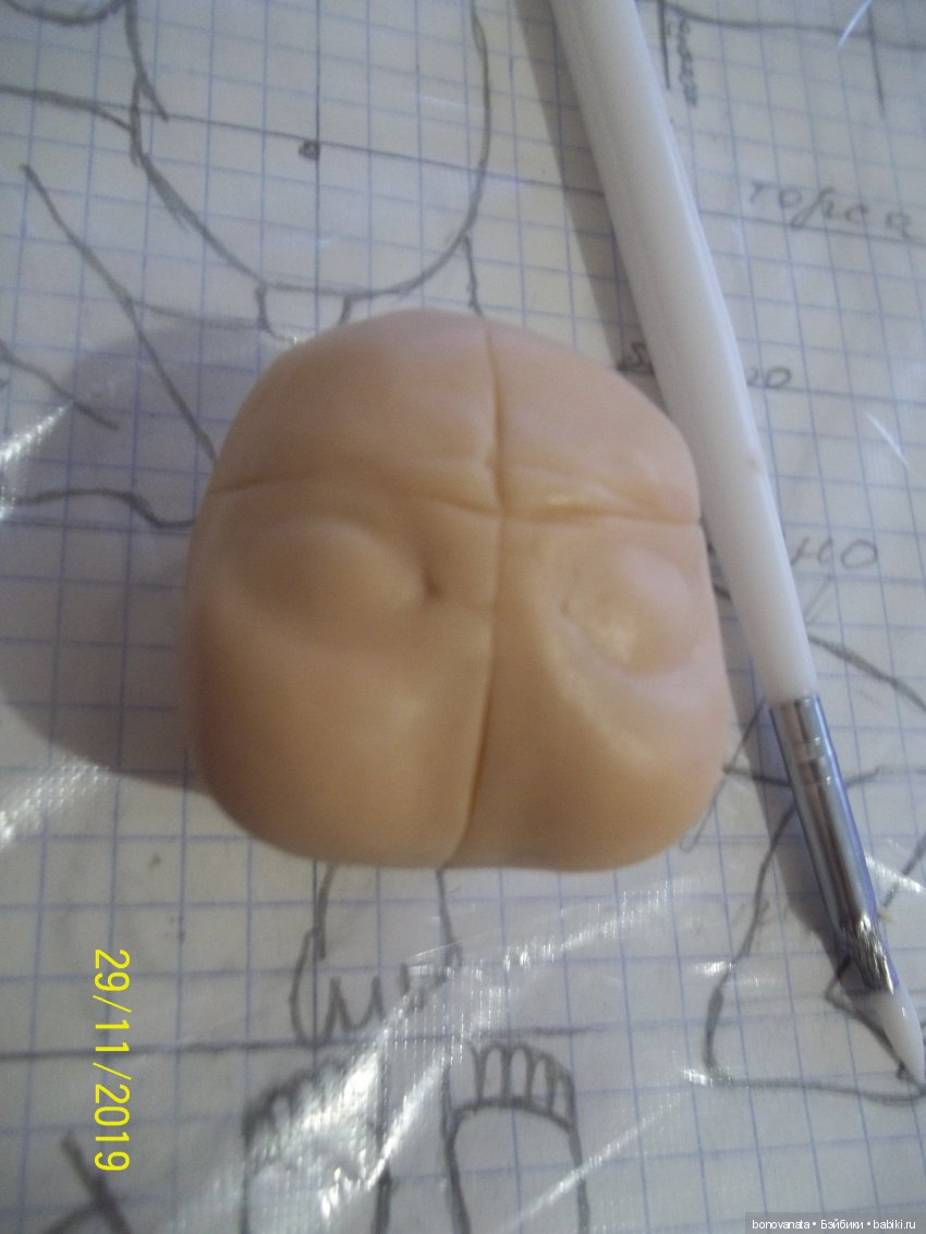 Процесс лепки малыша из полимерной глины или как "рождаются" малыши. Часть 1, Голова | Бэйбики Процесс лепки малыша из полимерной глины или как "рождаются" малыши. Часть 1, Голова (фото 8)