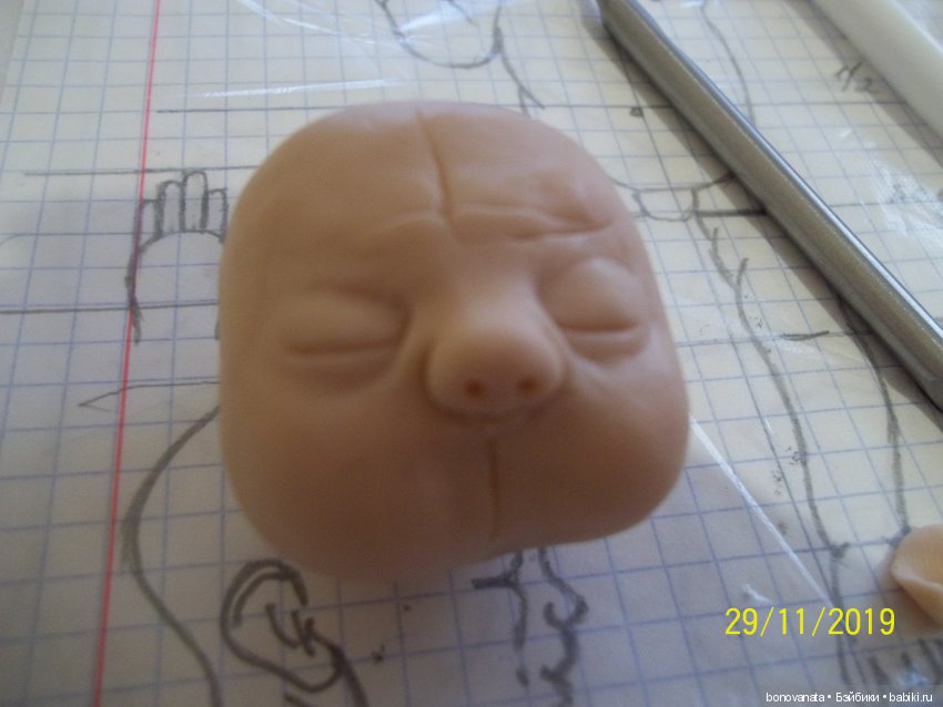 Процесс лепки малыша из полимерной глины или как "рождаются" малыши. Часть 1, Голова | Бэйбики Процесс лепки малыша из полимерной глины или как "рождаются" малыши. Часть 1, Голова (фото 10)
