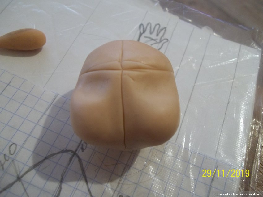Процесс лепки малыша из полимерной глины или как "рождаются" малыши. Часть 1, Голова | Бэйбики Процесс лепки малыша из полимерной глины или как "рождаются" малыши. Часть 1, Голова (фото 7)