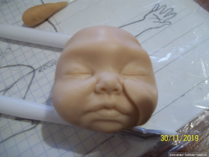 Процесс лепки малыша из полимерной глины или как "рождаются" малыши. Часть 1, Голова | Бэйбики Процесс лепки малыша из полимерной глины или как "рождаются" малыши. Часть 1, Голова