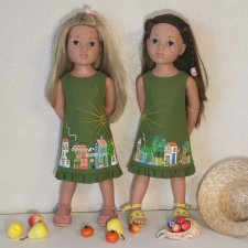 Платье "Домики" с росписью акрилом