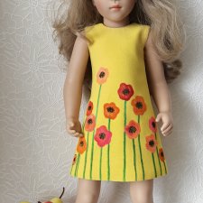 Платье Маки с росписью акрилом, на подкладке