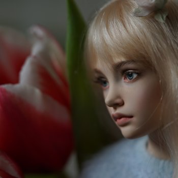 Зая и тюльпаны. (Автор куклы Наталья Лосева)