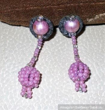 Клипсы с подвесками из бисера