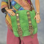 Зеленая сумка из натуральной кожи