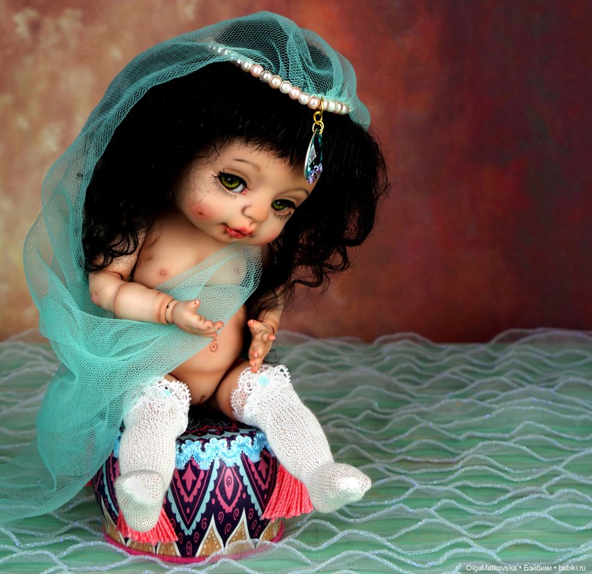 Восточная принцесса из Киева, шарнирная кукла-младенец БЖД Жасмин и её три образа