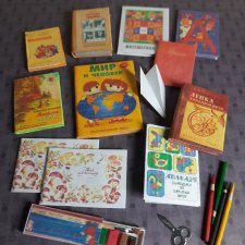 Набор для кукол 1:12, школьные принадлежности из СССР