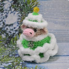 Новогодняя коровушка/бычок в костюме ёлочки. Символ 2021