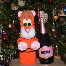 Тигрыш. Чехол на бутылку шампанского. Символ 2022