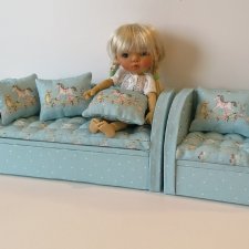 Диван и кресло для кукол 16 см