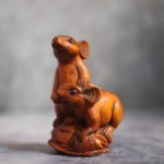 Нэцкэ "Мышки на мешке крупы" Винтаж, подписана