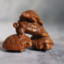 Нэцкэ «4 черепашки». Винтаж, подписана резчиком