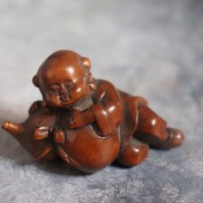 Нэцкэ "Девочка и тыква горлянка".Винтаж, более 50 лет!