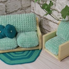 Кукольная мебель ручной работы из массива Сосны. Велюр. Кукольная мебель ручной работы из массива Сосны. Велюр.