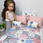 Кукольное постельное с лоскутным одеялом