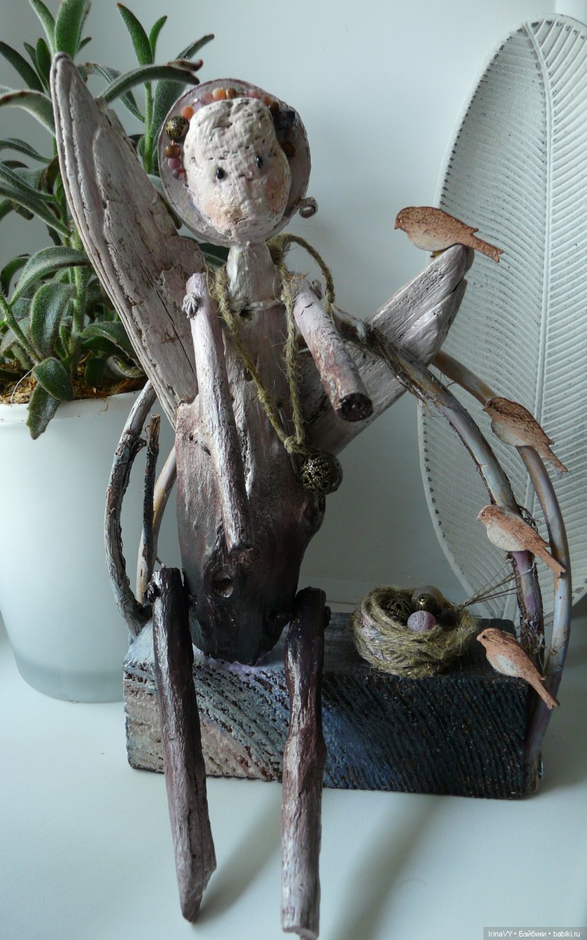 Ангелы и птицы — Авторские куклы из дерева (фото 3)