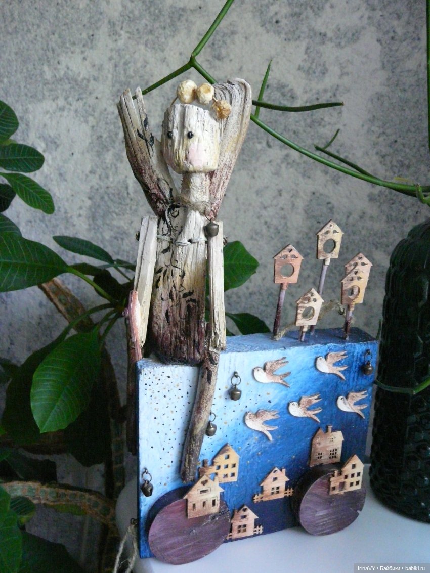 Ангелы и птицы — Авторские куклы из дерева (фото 10)