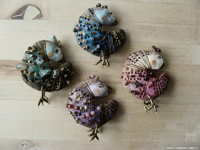 Птицы и рыбы. Игрушки-броши, или броши-игрушки