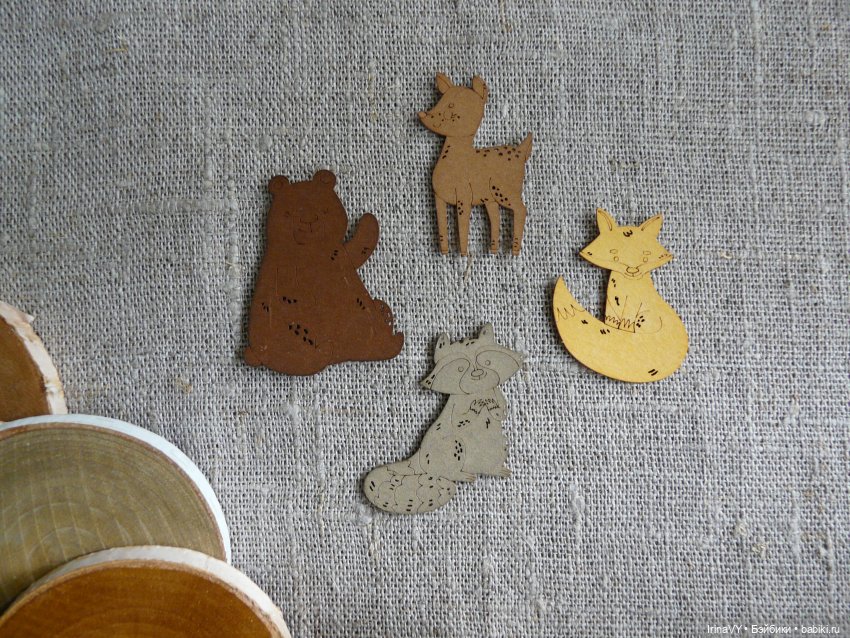 Ёлочные игрушки из дерева, из спилов - Набор "Лесные жители" (фото 7)