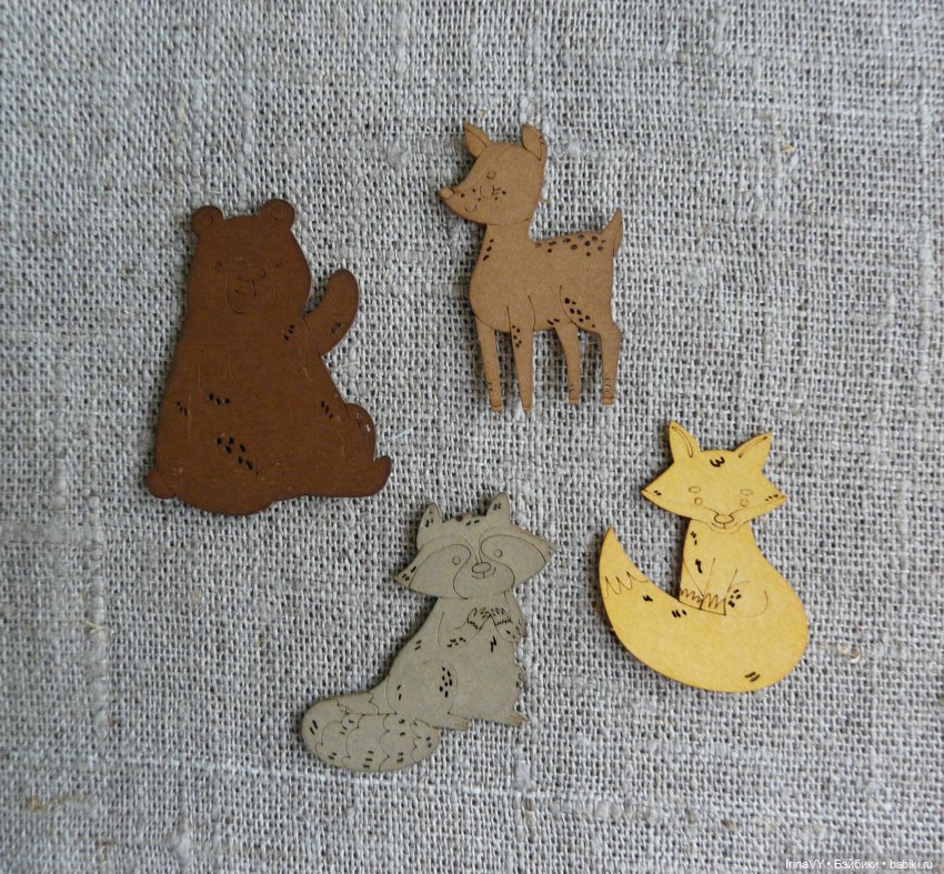 Ёлочные игрушки из дерева, из спилов - Набор "Лесные жители" (фото 8)