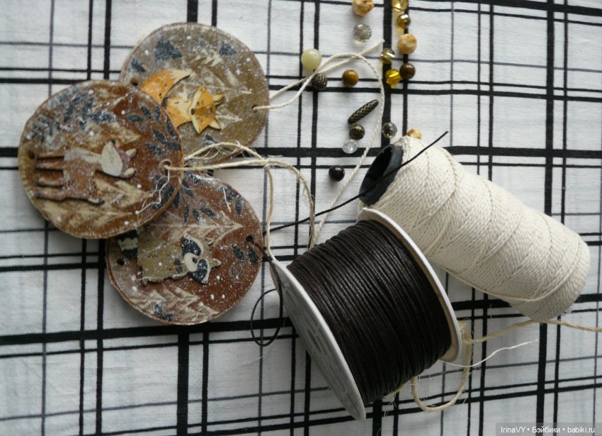 Ёлочные игрушки из дерева, из спилов - Набор "Лесные жители"