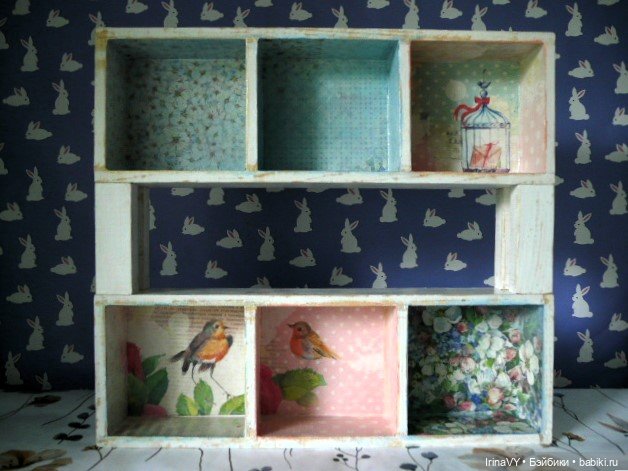 Двухъярусная полочка-витринка в стиле шебби "Ласковое лето"