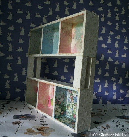 Двухъярусная полочка-витринка в стиле шебби "Ласковое лето"