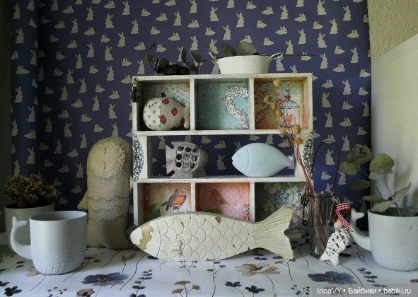 Двухъярусная полочка-витринка в стиле шебби "Ласковое лето"