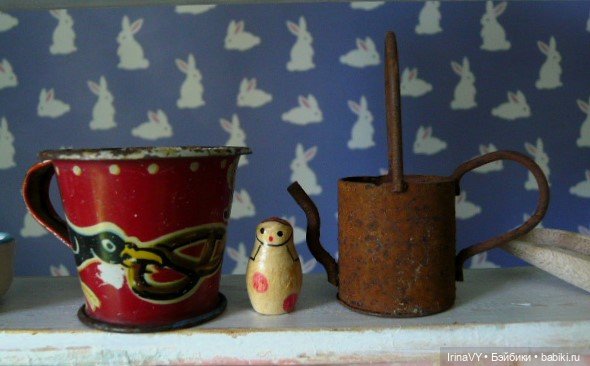 Двухъярусная полочка-витринка в стиле шебби "Ласковое лето"