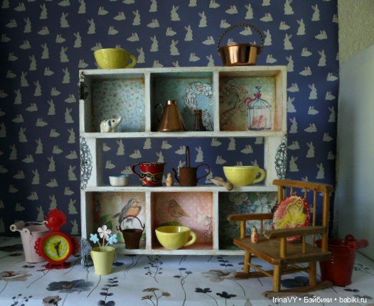 Двухъярусная полочка-витринка в стиле шебби "Ласковое лето"