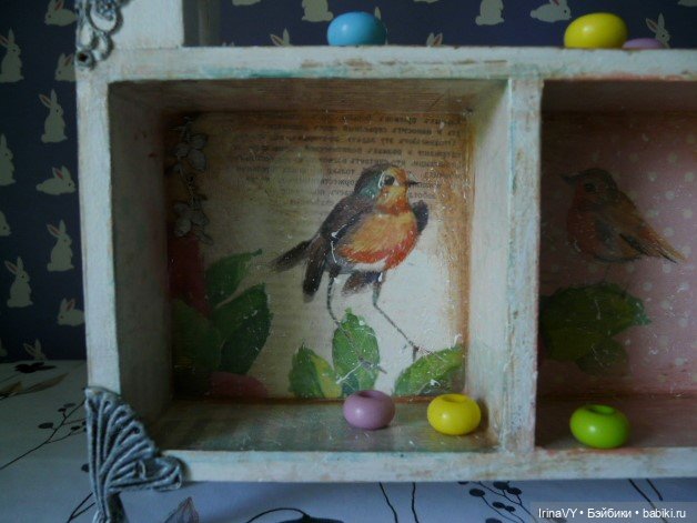 Двухъярусная полочка-витринка в стиле шебби "Ласковое лето"