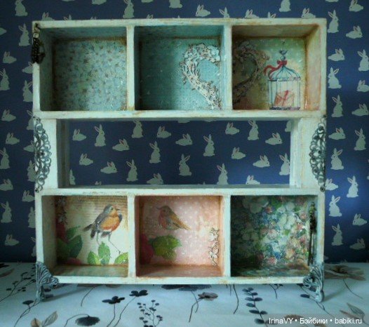 Двухъярусная полочка-витринка в стиле шебби "Ласковое лето"