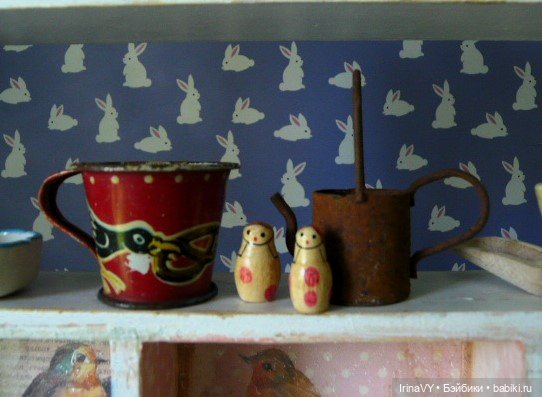 Двухъярусная полочка-витринка в стиле шебби "Ласковое лето"