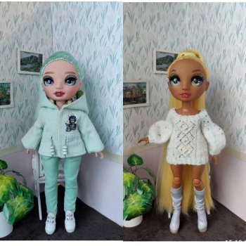 Куртка для Дафни и наряд Снегурочки для Санни