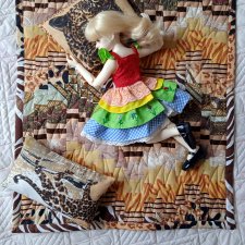 Лоскутное  кукольное одеяло "Горячая Африка" с подушками