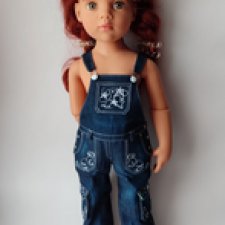 Джинсовый полукомбинезон для кукол Готц и Цвергназе