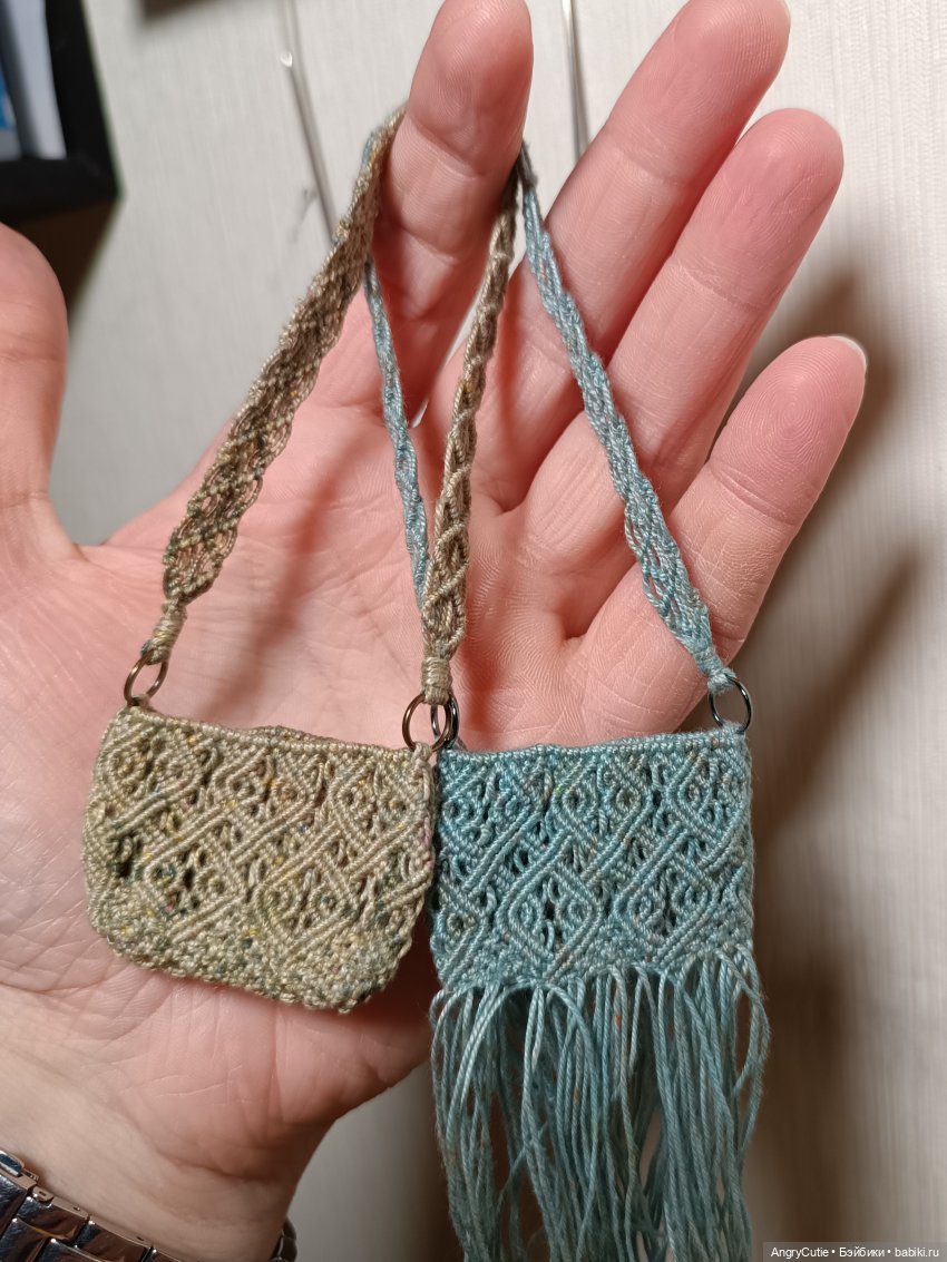 Сумочка в технике макраме для масштаба 1/6 (фото 7)