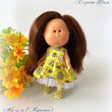 Комплекты "Пчёлки" из хлопкового платья и колготок на кроху Миечку (14 см)