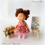 Комплект "Фрукты" из хлопкового платья и колготок на кроху Миечку (14 см)